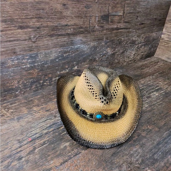 jacobson Accessories - Jacobson Stylish Brown Cowboy Cowgirl Hat with Beaded Band